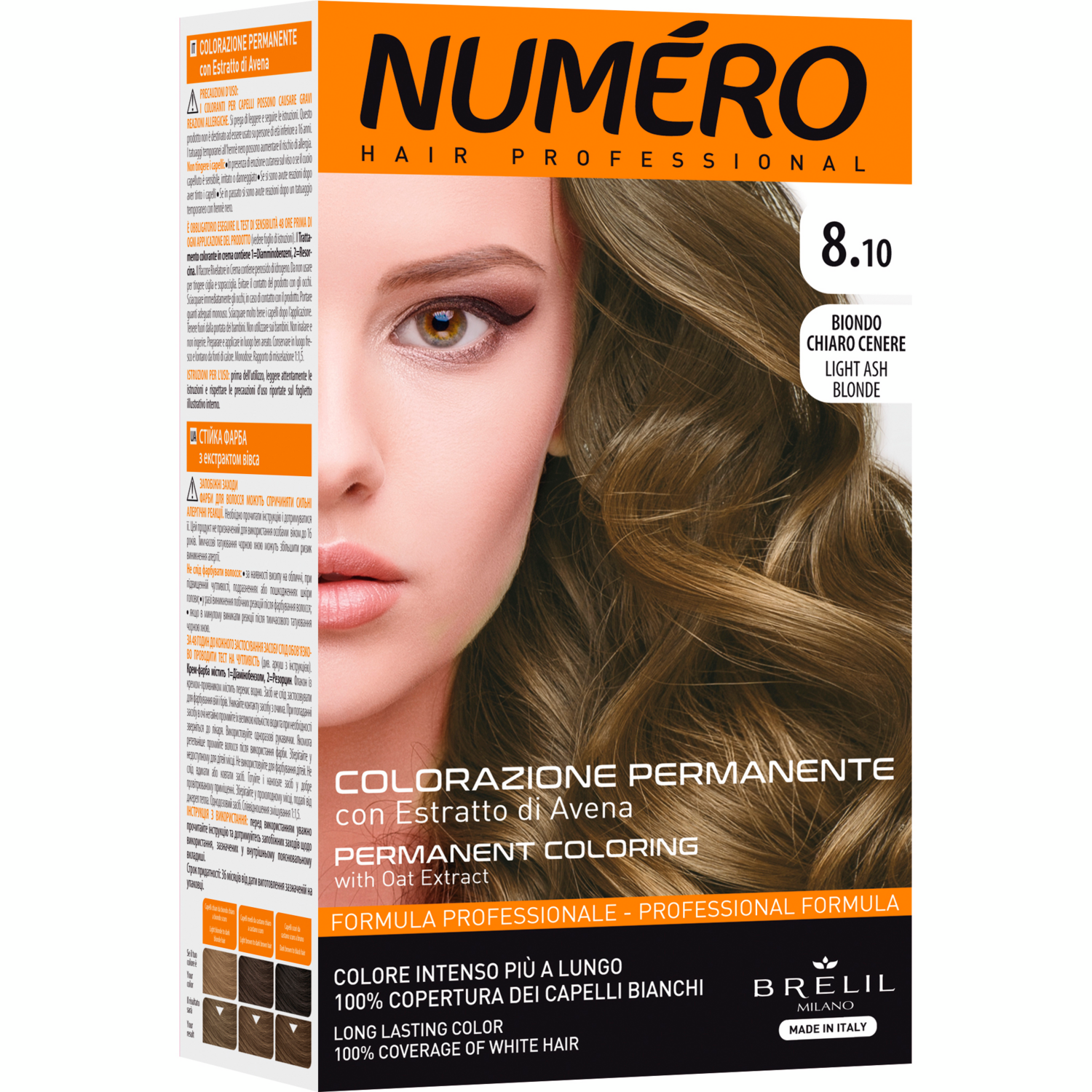 Краска для волос Brelil Numero 8.10 Light ash blonde Светлый пепельный блонд 140мл фото 