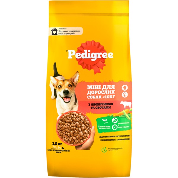 

Сухой корм для взрослых собак малых пород Pedigree с говядиной и овощами 12кг