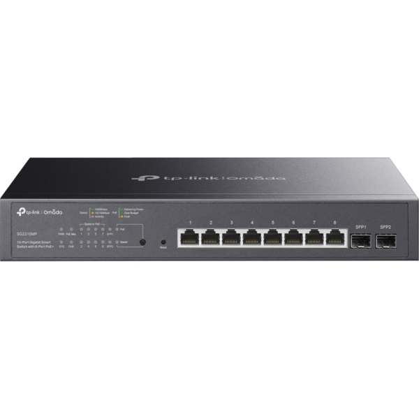 Коммутатор TP-LINK TL-SG2210MP 8xGE (8xPoE) 2xSFP, 150Вт, WebSmart (SG2210MP)