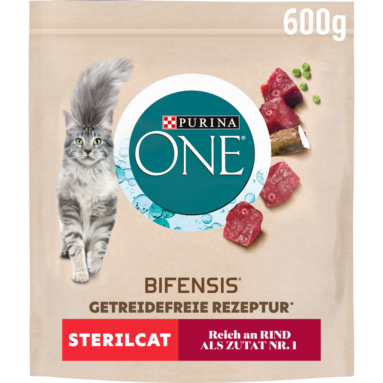 Сухой корм для стерилизованных котов Purina One Grain Free комплекс Bifensis с говядиной 600г фото 
