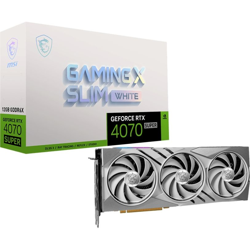 Відеокарта MSI GeForce RTX 4070 SUPER 12GB GDDR6X GAMING X SLIM WHITE (912-V513-656)фото