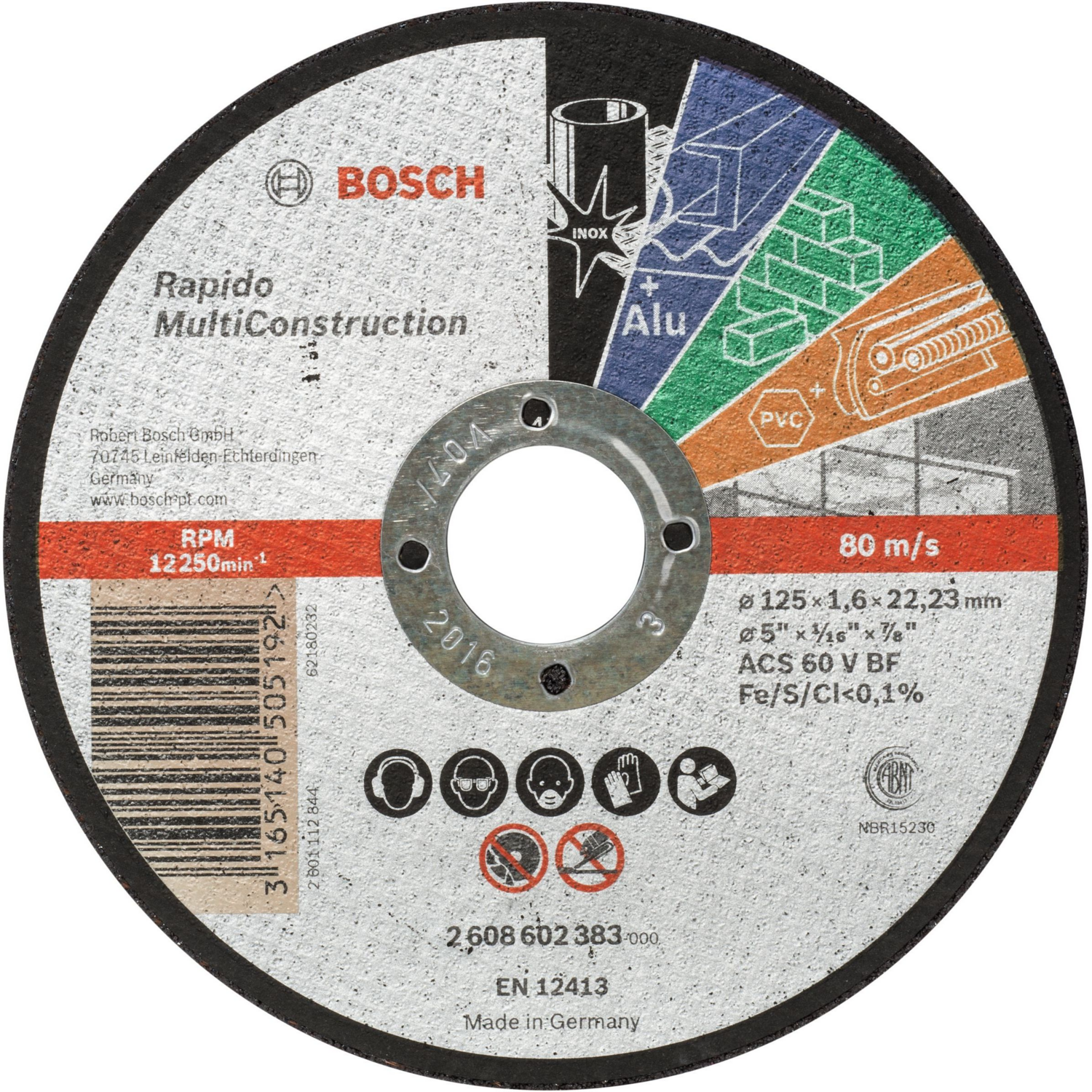 Диск відрізний для металу Bosch 2608602383, 125x1.6 мм (2.608.602.383)фото