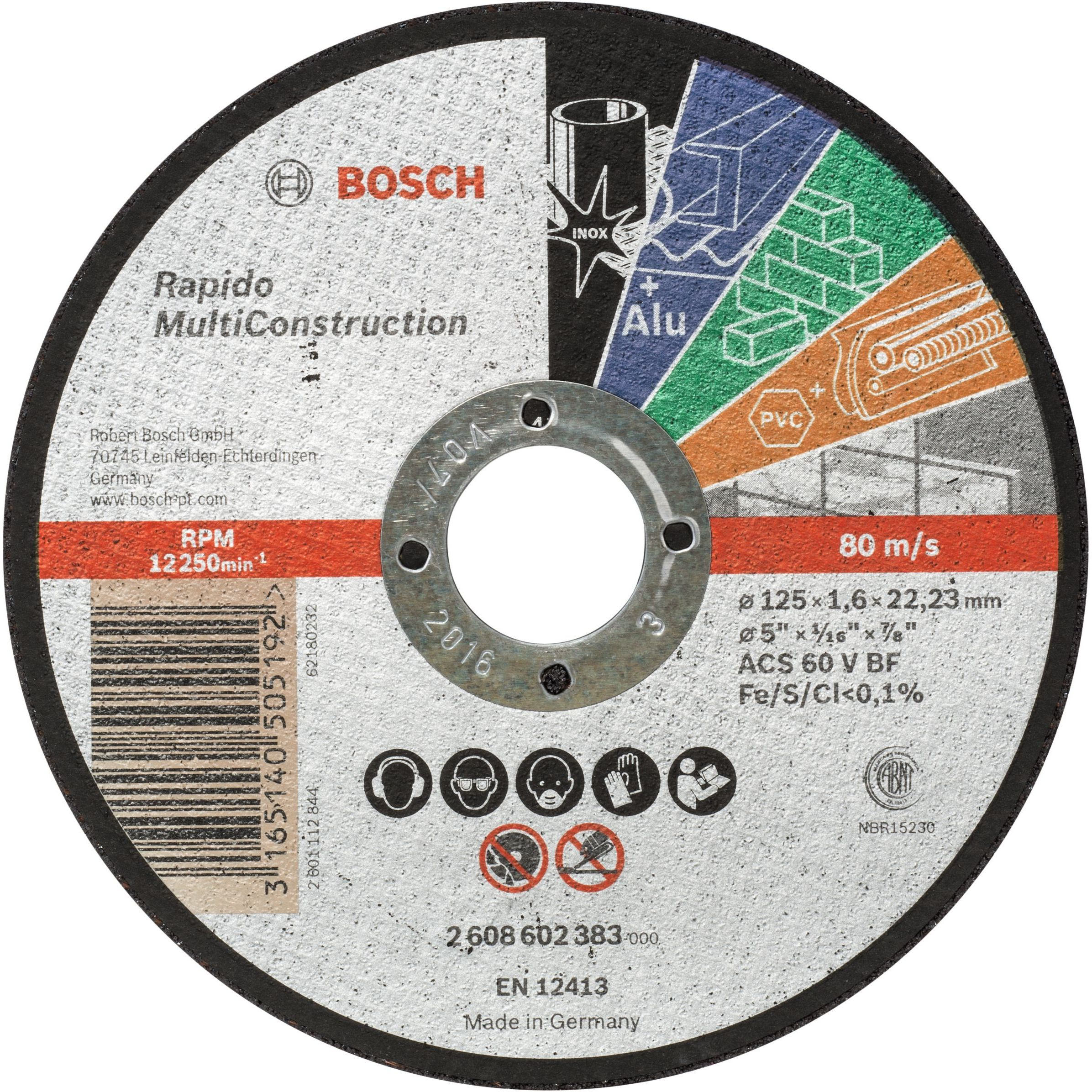 Диск отрезной по металлу Bosch 2608602383, 125x1.6 мм (2.608.602.383) фото 1