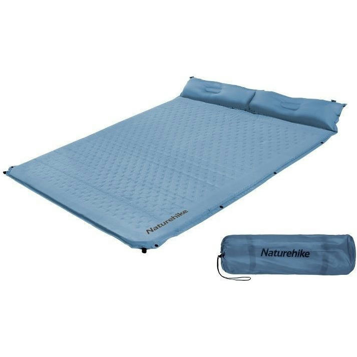 Коврик самонадувающийся двухместный с подушкой Naturehike CNH22DZ013, 30мм, голубой фото 1