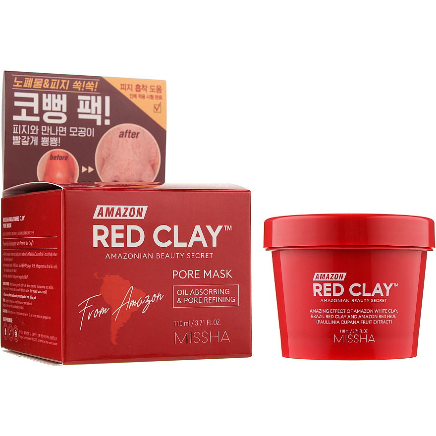 Маска для лица Missha Amazon Red Clay Pore Mask для очищения пор 110мл фото 