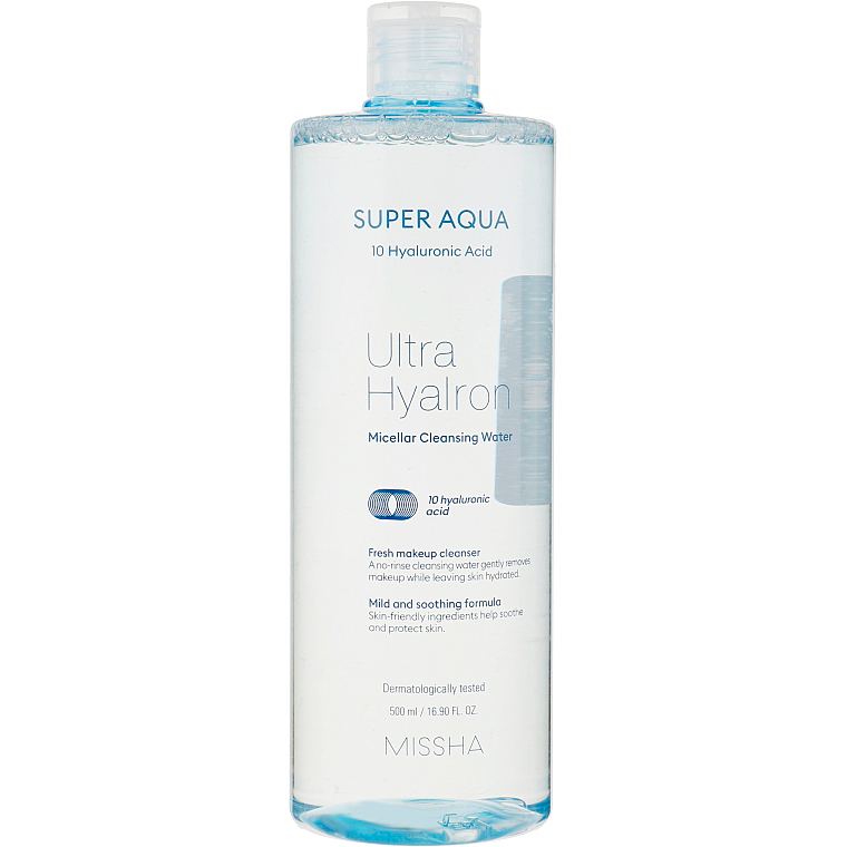 Мицеллярная вода Missha Super Aqua Ultra Hyalron Micellar Cleansing Water 500мл фото 