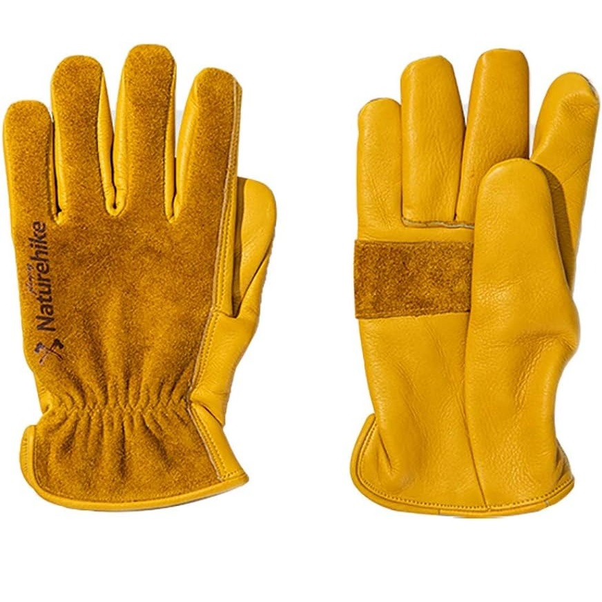 Перчатки кожаные Naturehike NH20FS041, размер L, желтые фото 