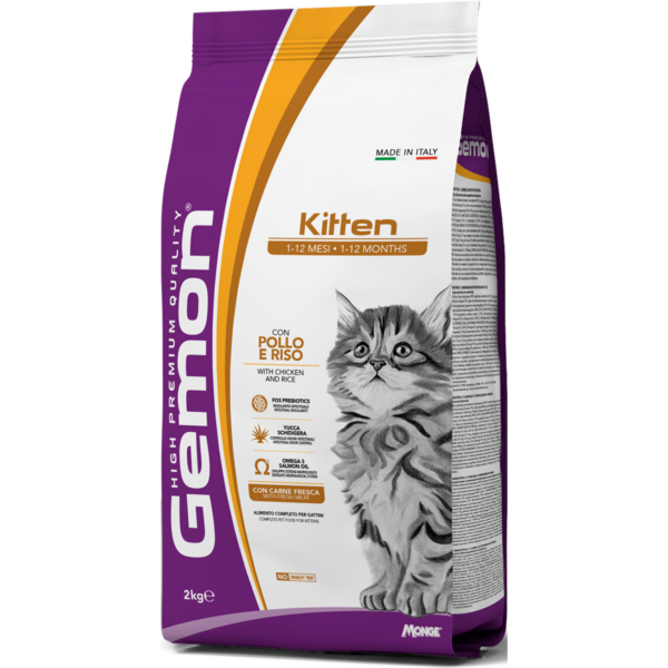 

Сухой корм для котят Gemon Cat Kitten курица с рисом 2кг