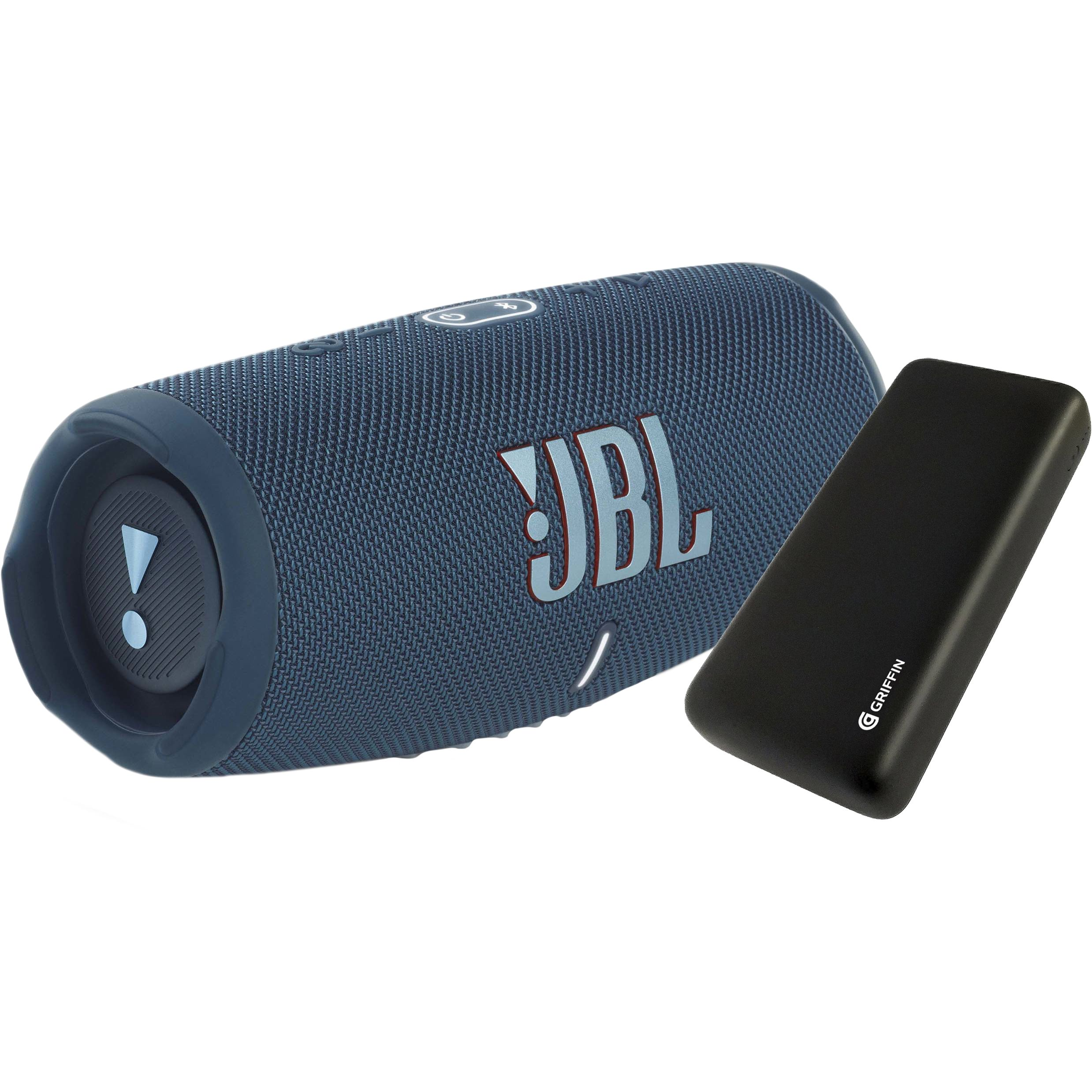 Портативная акустика JBL Charge 5 Blue (JBLCHARGE5BLU) + PB 20000 mAh Griffin (GP-149-BLK) фото 1