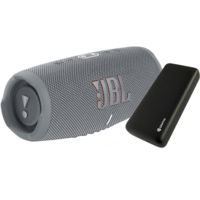 Портативная акустика JBL Charge 5 Grey (JBLCHARGE5GRY) + PB 20000 mAh Griffin (GP-149-BLK)