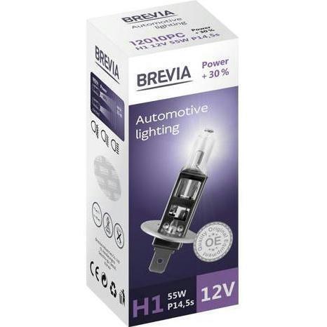 

Лампа Brevia галогеновая H1 12V 55W P14.5s Power +30% CP (12010PC)