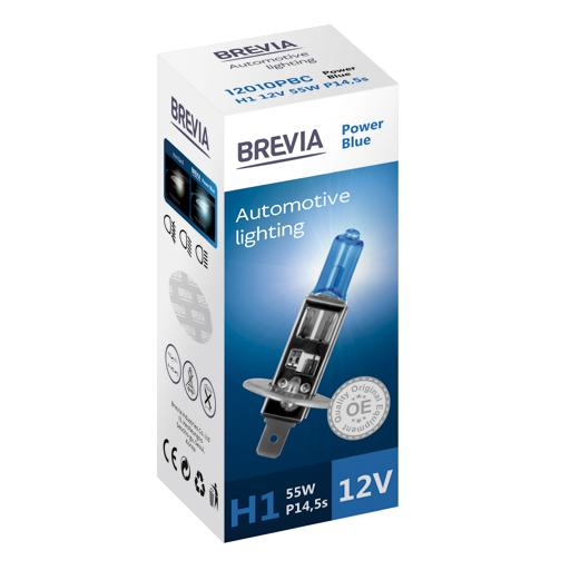 Лампа Brevia галогеновая H1 12V 55W P14.5s Power Blue CP (12010PBC) фото 