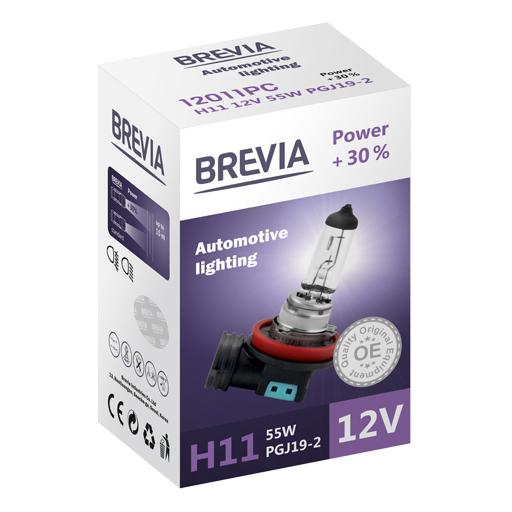 Лампа Brevia галогеновая H11 12V 55W PGJ19-2 Power +30% CP (12011PC) фото 
