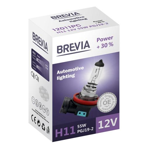 Лампа Brevia галогеновая H11 12V 55W PGJ19-2 Power +30% CP (12011PC)