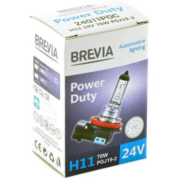 

Лампа Brevia галогеновая H11 24V 70W PGJ19-2 Power Duty CP (24011PDC)