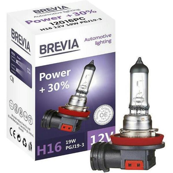 

Лампа Brevia галогеновая H16 12V 19W PGJ19-3 Power +30% CP (12016PC)