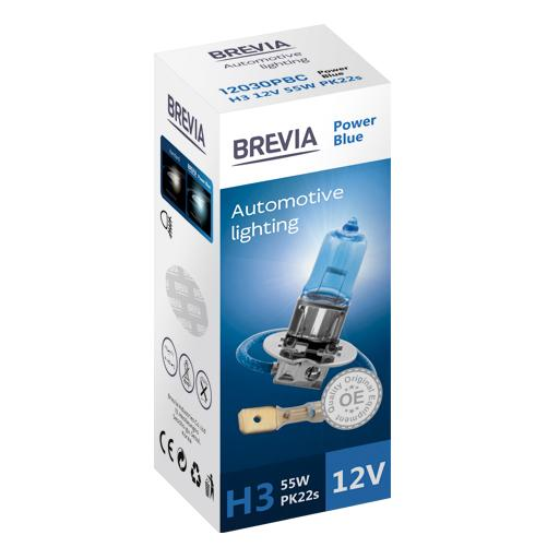 Акція на Лампа Brevia галогеновая H3 12V 55W PK22s Power Blue CP (12030PBC) від MOYO