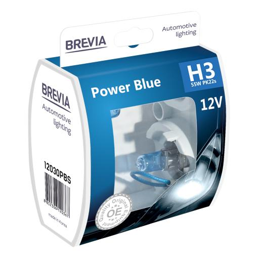 Лампа Brevia галогеновая H3 12V 55W PK22s Power Blue S2 (12030PBS) фото 