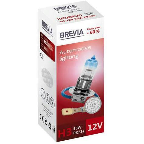 

Лампа Brevia галогеновая H3 12V 55W PK22s Power Ultra +60% CP (12030PUC)
