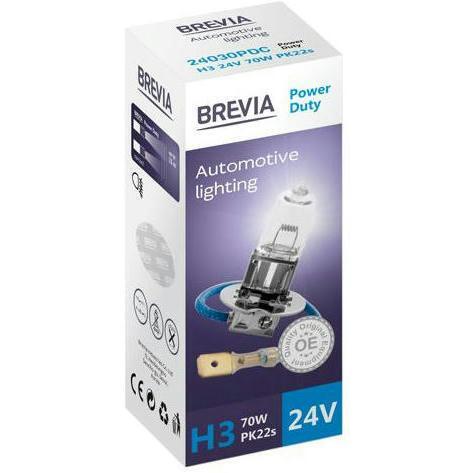 

Лампа Brevia галогеновая H3 24V 70W PK22s Power Duty CP (24030PDC)