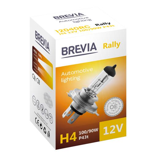 Лампа Brevia галогеновая H4 12V 100/90W P43t Rally CP (12040RC)