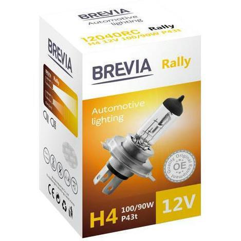 Лампа Brevia галогеновая H4 12V 100/90W P43t Rally CP (12040RC)