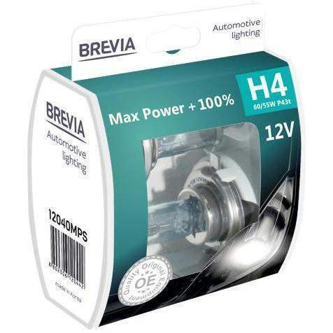 

Лампа Brevia галогеновая H4 12V 60/55W P43t Max Power +100% S2 (12040MPS)