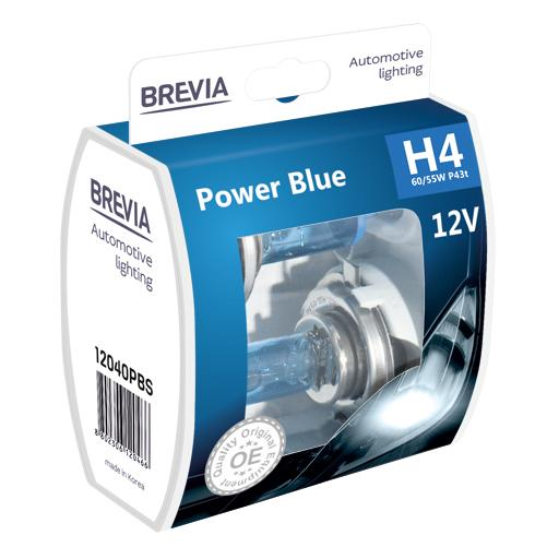 Лампа Brevia галогеновая H4 12V 60/55W P43t Power Blue S2 (12040PBS) фото 