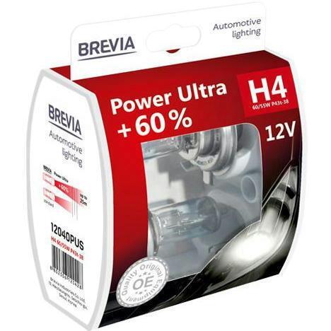 

Лампа Brevia галогеновая H4 12V 60/55W P43t Power Ultra +60% S2 (12040PUS)