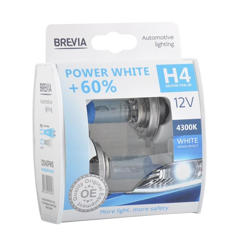 Лампа Brevia галогенова H4 12V 60/55W P43t Power White +60% 4300K S2 (12040PWS)фото