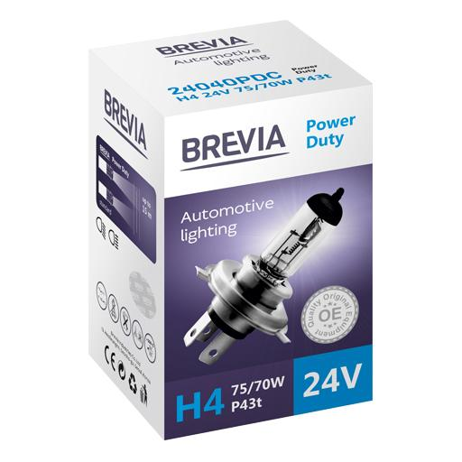 Лампа Brevia галогенова H4 24V 75/70W P43t Power Duty CP (24040PDC)фото