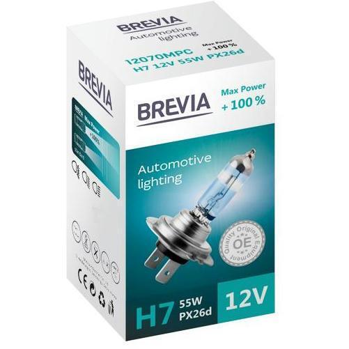 Лампа Brevia галогеновая H7 12V 55W PX26d Max Power +100% CP (12070MPC) фото 1