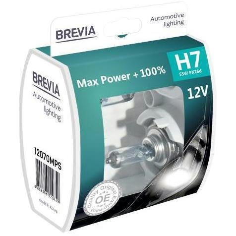 Лампа Brevia галогеновая H7 12V 55W PX26d Max Power +100% S2 (12070MPS) фото 1