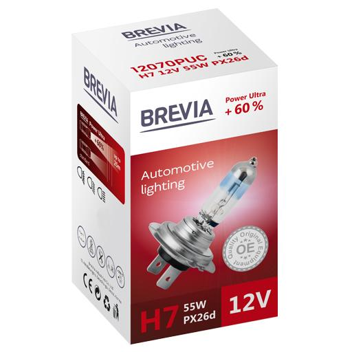 Лампа Brevia галогеновая H7 12V 55W PX26d Power Ultra +60% CP (12070PUC) фото 1