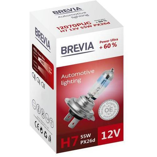 Лампа Brevia галогеновая H7 12V 55W PX26d Power Ultra +60% CP (12070PUC) фото 1