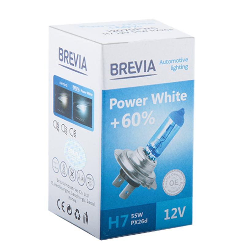 Лампа Brevia галогеновая H7 12V 55W PX26d Power White +60% 4300K CP (12070PWC) фото 