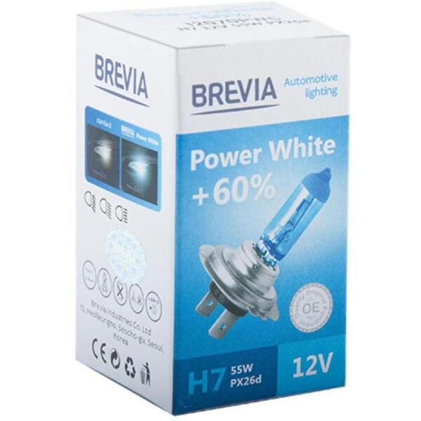 

Лампа Brevia галогеновая H7 12V 55W PX26d Power White +60% 4300K CP (12070PWC)