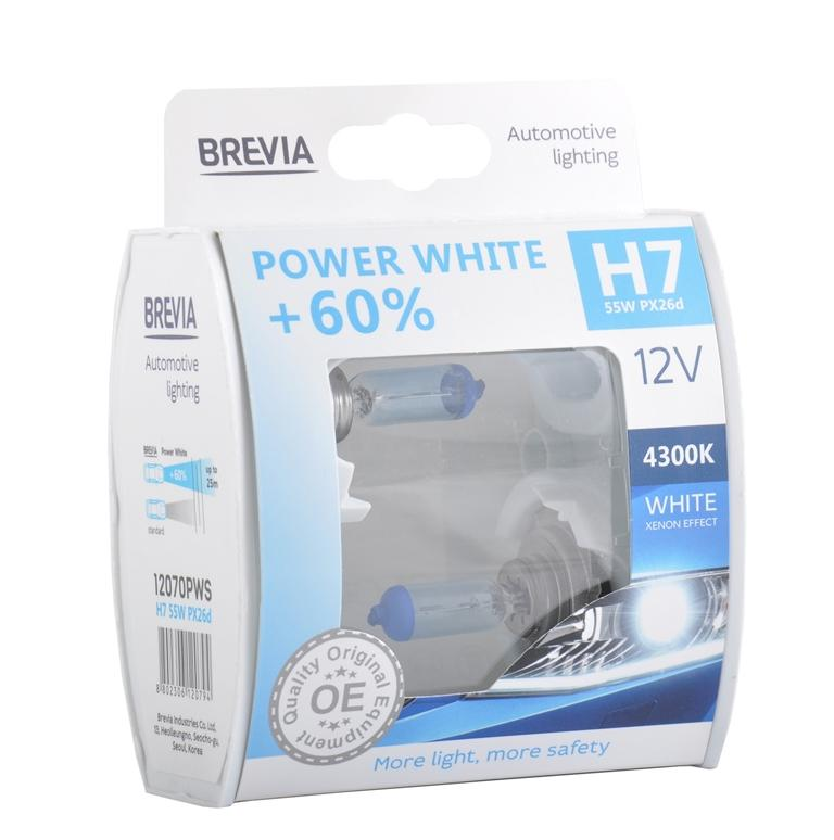 Лампа Brevia галогенова H7 12V 55W PX26d Power White +60% 4300K S2 (12070PWS)фото