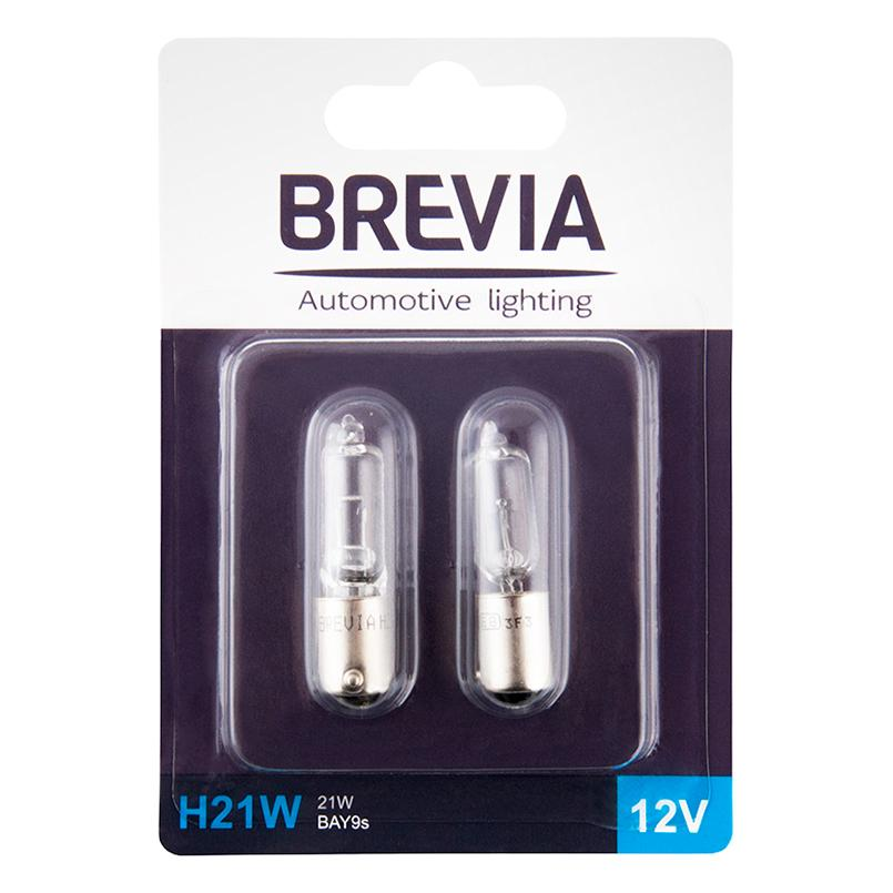 Лампа Brevia розжарювання H21W 12V 21W BAY9s 2шт (12329B2)фото