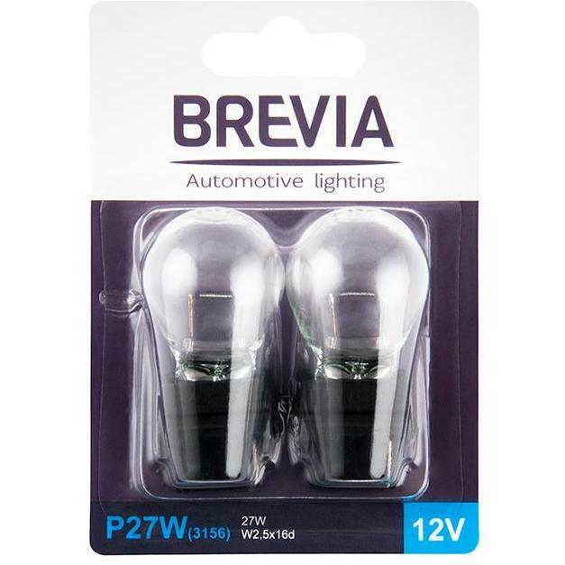 Лампа Brevia розжарювання P27W 12V 27W W2.5x16q 2шт (12338B2)фото1