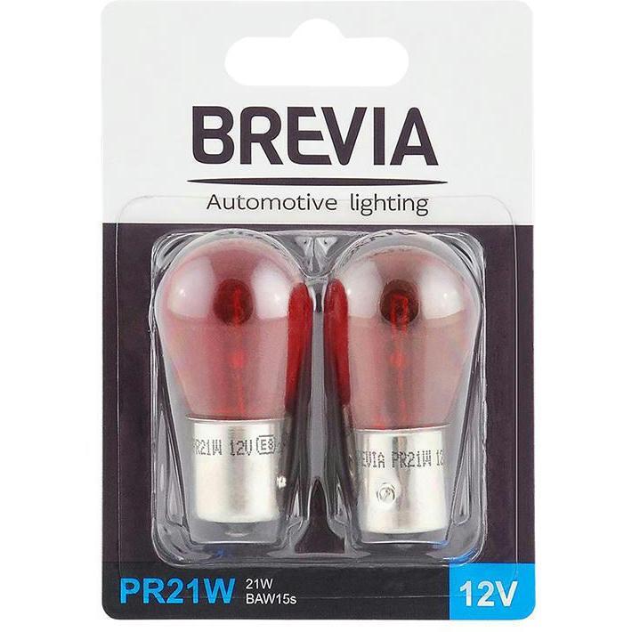 Лампа Brevia розжарювання PR21 12V 21W BAW15s Червона 2шт (12326B2)фото
