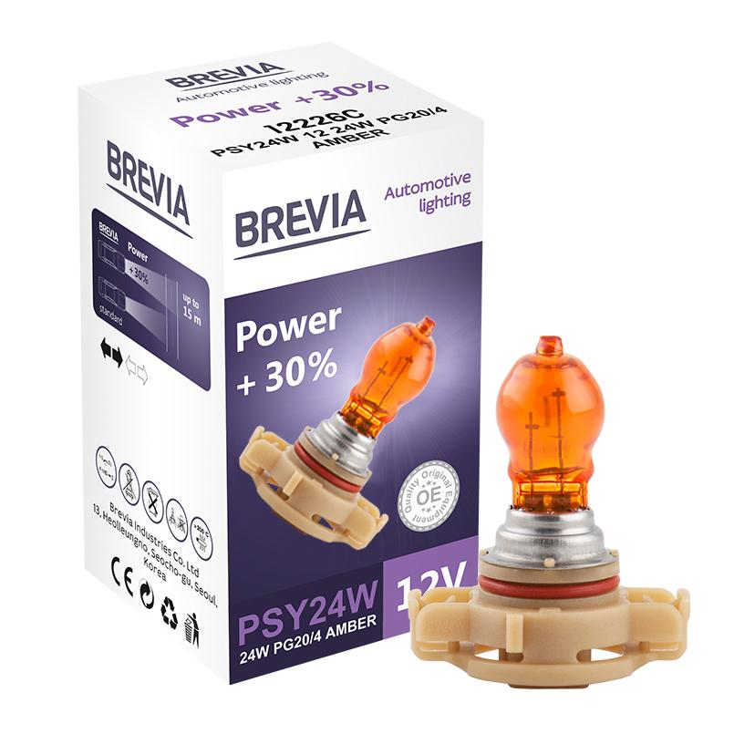 Лампа Brevia галогенова PSY24W 12V 24W PG20/4 AMBER Power +30% CP (12226C)фото