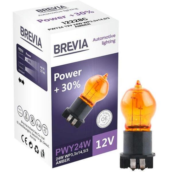 

Лампа Brevia галогеновая PWY24W 12V 24W WP3,3x14,5/4 AMBER Power +30% CP (12228C)
