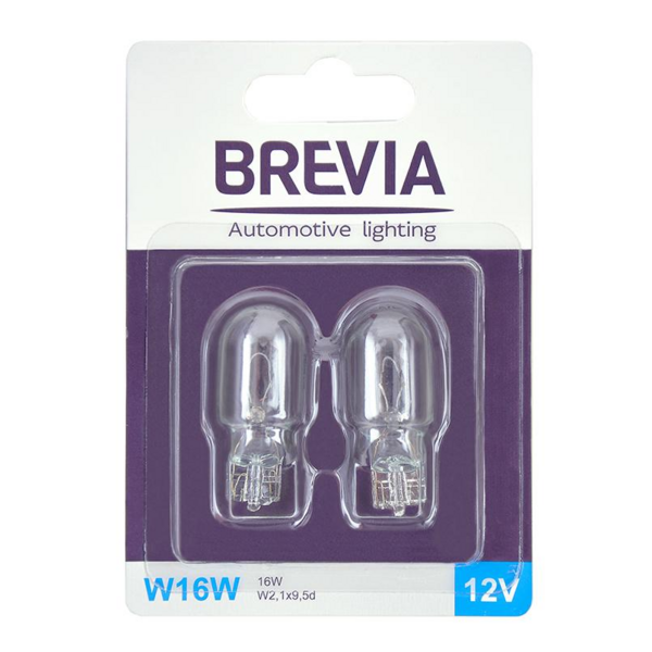 Акція на Лампа Brevia накаливания W16W 12V 16W W2.1x9.5d B2 2шт (12333B2) від MOYO