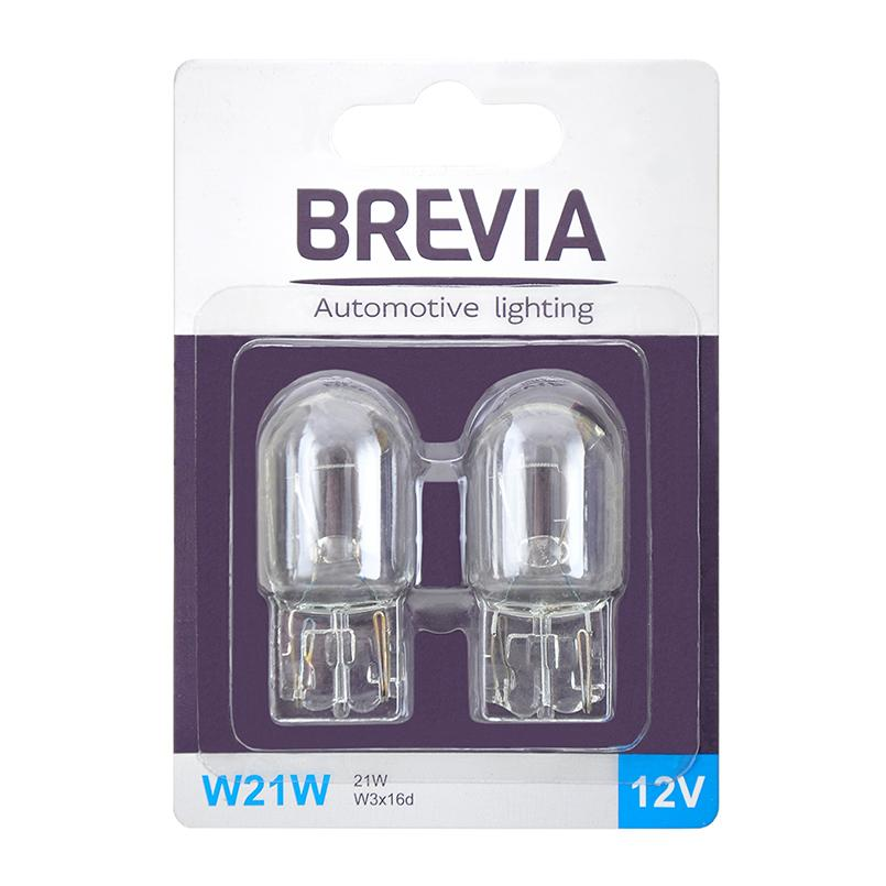 Лампа Brevia розжарювання W21W 12V 21W W3x16d B2 2шт (12310B2)фото1