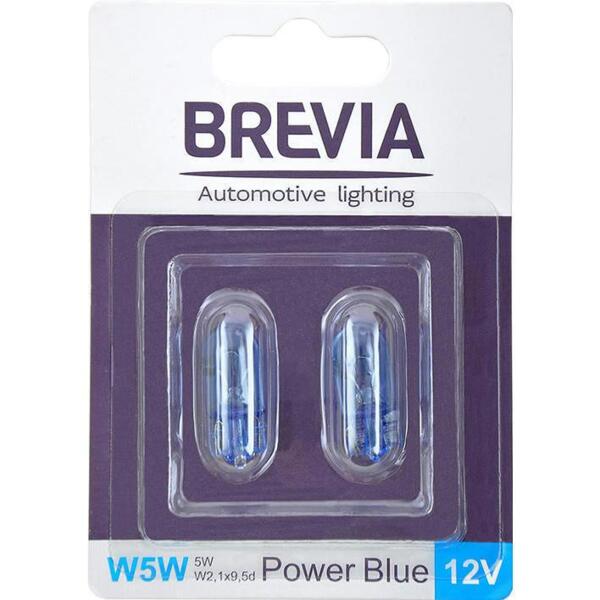 

Лампа Brevia накаливания W5W 12V 5W W2.1x9.5d Power Blue B2 2шт (12328B2)