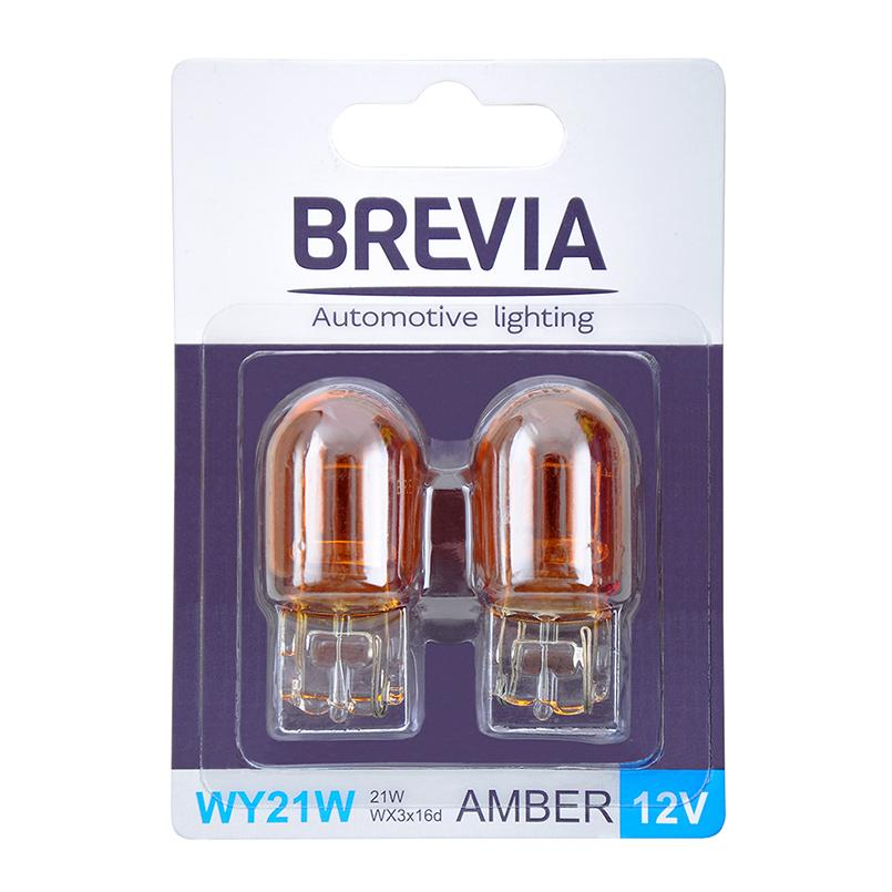 Лампа Brevia накаливания WY21W 12V 21W WX3x16d AMBER B2 2шт (12312B2) фото 