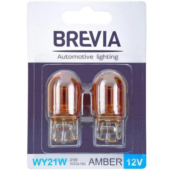 

Лампа Brevia накаливания WY21W 12V 21W WX3x16d AMBER B2 2шт (12312B2)
