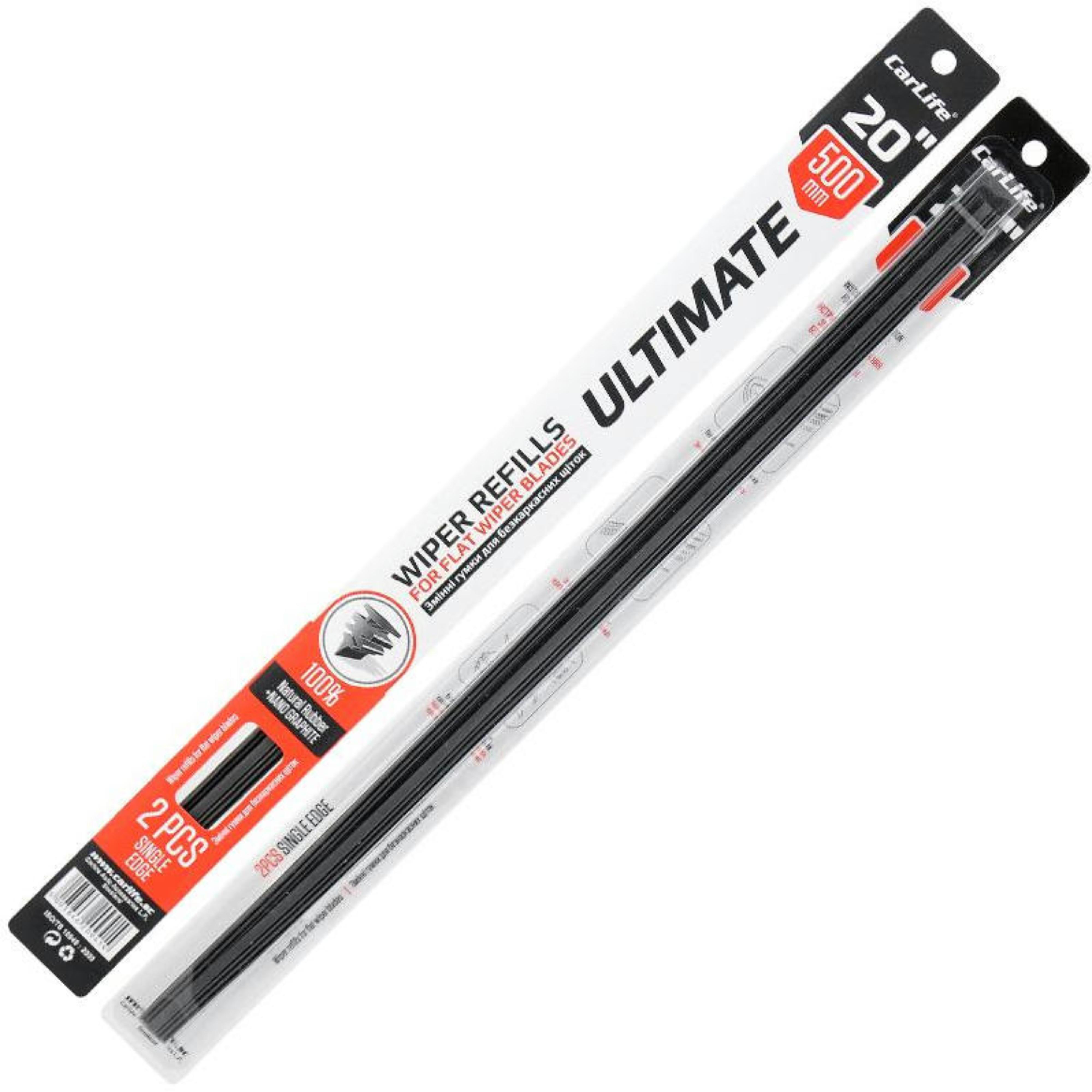 Гумки щіток склоочисника Carlife змінні Ultimate 20" 500мм 2шт (9414/U500)фото1