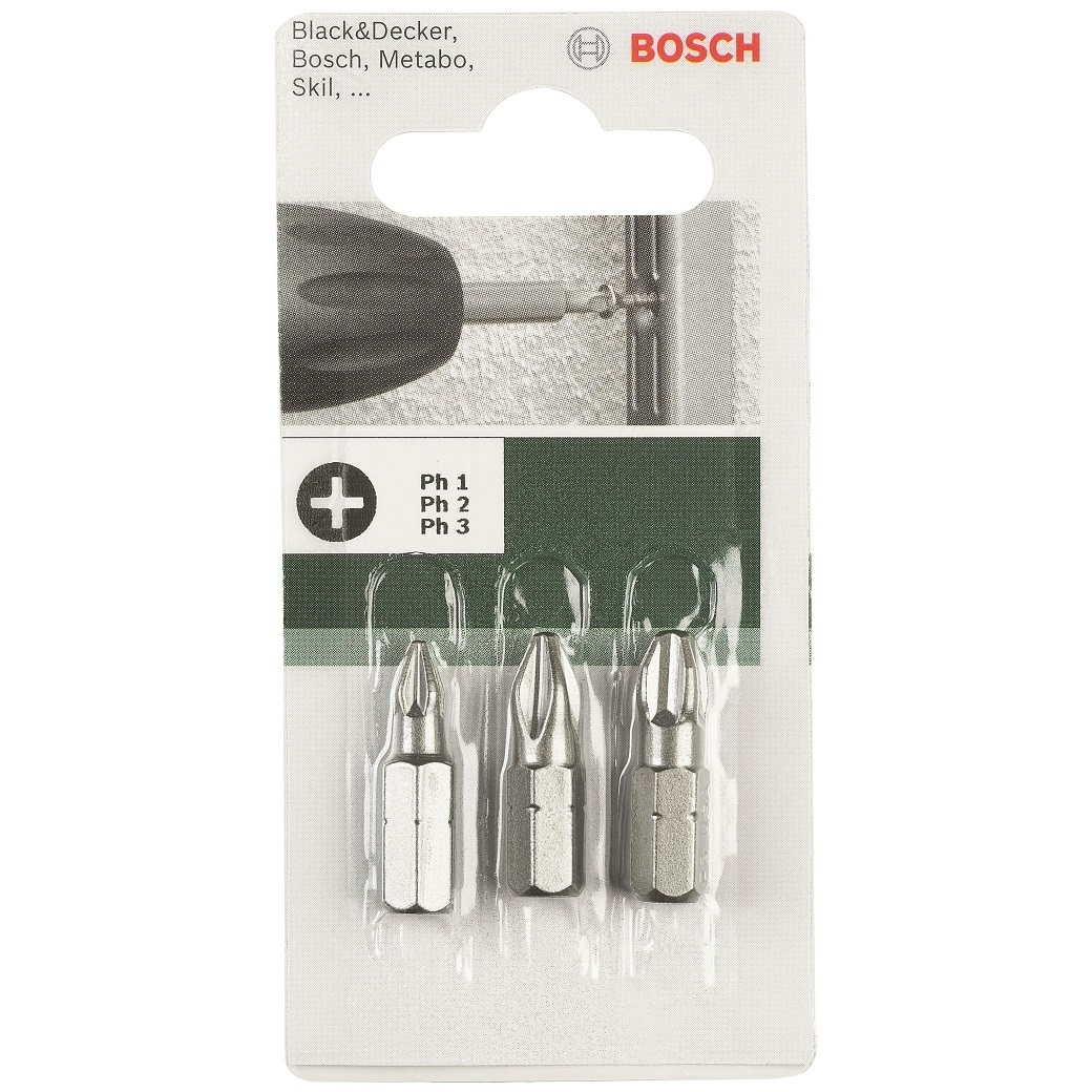 Набор бит Bosch PH1, PH2, PH3, 25мм (2.609.255.964) фото 1